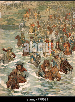 . Le Roy Soleil. Chromotypogravure d'aquarelles (altezza: 36 cm (14,1 in); larghezza: 26 cm (10,2 in)) : Passage du Rhin. N/A 263 Maurice Leloir- Le Roy Soleil - Passage du Rhin Foto Stock