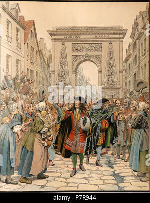 262 Maurice Leloir Le Roy Soleil - Boufflers calmant l'émeute en 1709 Foto Stock