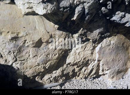 CUEVA DE AMBROSIO, PANELES CON PINTURAS RUPESTRES. ALMERIA, andalusia ESPAÑA. Foto Stock