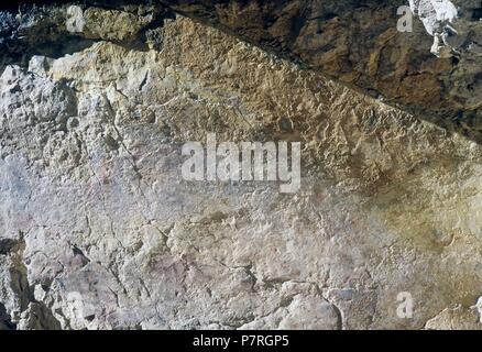 CUEVA DE AMBROSIO, PANELES CON PINTURAS RUPESTRES. ALMERIA, andalusia ESPAÑA. Foto Stock