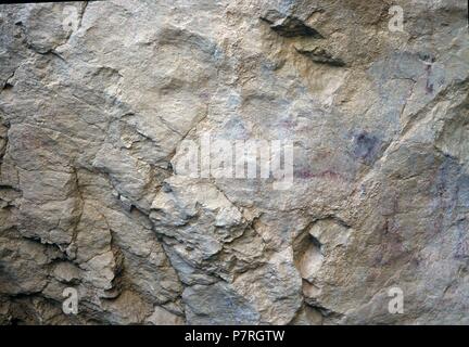 CUEVA DE AMBROSIO, PANELES CON PINTURAS RUPESTRES. ALMERIA, andalusia ESPAÑA. Foto Stock