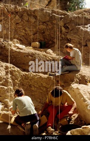 GENTE TRABAJANDO EN EL YACIMIENTO Almeria, Andalusia ESPAÑA. Foto Stock