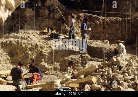 GENTE TRABAJANDO EN EL YACIMIENTO Almeria, Andalusia ESPAÑA. Foto Stock