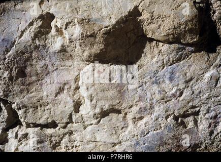 CUEVA DE AMBROSIO, PANELES CON PINTURAS RUPESTRES. ALMERIA, andalusia ESPAÑA. Foto Stock