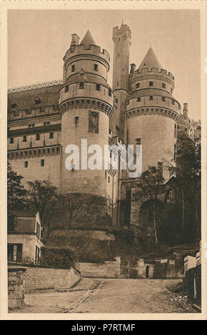 Français : Carte postale du Château de Pierrefonds (Oise, Francia) . 31 Gennaio 1939 311 Pierrefonds-FR-60-vers 1935-CPA-04 Foto Stock