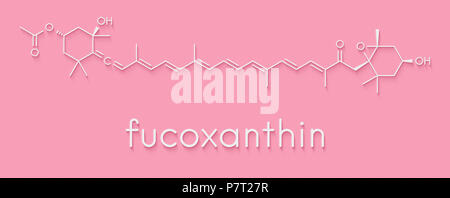 Fucoxanthin alghe brune molecola di pigmento. Ingrediente di alcuni integratori dietetici. Formula di scheletro. Foto Stock