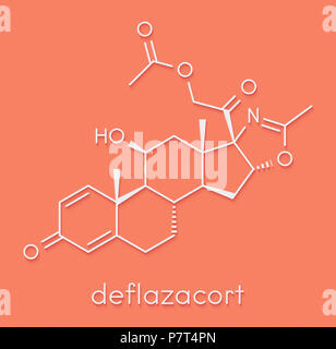 Deflazacort glucocorticoide molecola di farmaco. Formula di scheletro. Foto Stock