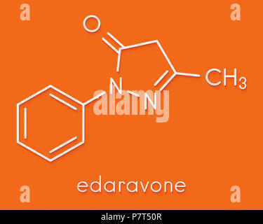 Edaravone molecola di farmaco. Formula di scheletro. Foto Stock