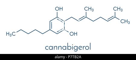 Cannabigerol molecola cannabinoide. Formula di scheletro. Illustrazione Vettoriale