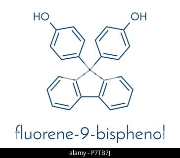 Fluorene-9-bisfenolo (BHPF molecola). Utilizzato come alternativa per il bisfenolo A (BPA) ma è stato trovato per essere Endocrine Disruptor come bene. Formula di scheletro. Illustrazione Vettoriale