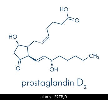 La prostaglandina D2 (PGD2 molecola). Formula di scheletro. Illustrazione Vettoriale