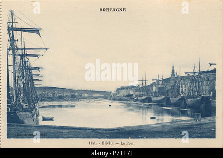 Français : Binic (Côtes-d'Armor, Francia) , carte postale ancienne. 1 Gennaio 1935 46 Binic-FR-22-vers 1930-le port Foto Stock