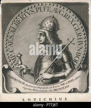 . Nederlands: Albrecht II . Nederlands: rotocalco nel medaglione van Albrecht II, camere Duits koning van 1438 tot zijn dood nel 1439 Inglese: incisione del medaglione di Albrecht II, Santa Romana re 1438-1439 . N/A 16 Albrecht II Erfgoedcentrum Rozet 300 191 d 6 C (85) 0001 20171115 Foto Stock