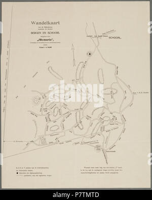 "Wandelkaart van de Rijksduinen tusschen de dorpen Bergen en Schoorl uitgegeven porta 'Alcmaria', Vereeniging tot bevordering van het vreemdelingenverkeer'. Vervaardiger: Onbekend Catalogusnummer: PR 1004194 . 9 maggio 2016, 09:34 41 Bergen en Schoorl 1937 (26874433296) Foto Stock