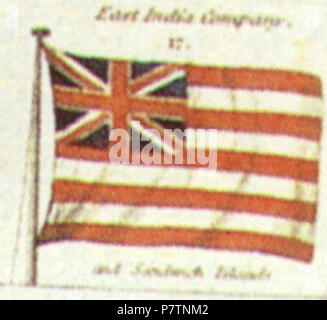 Inglese: British East India Company bandiera. Immagine dal grafico di bandiera di R.H. Laurie, 1842. 1842. 2005-10-11 (originale data di caricamento) 55 British East India Company bandiera da Laurie Foto Stock