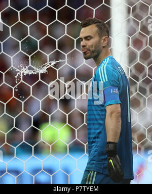 Sochi, Russia. 7 Luglio, 2018. Il portiere Igor Akinfeev della Russia è visto durante il 2018 FIFA World Cup quarti di finale di corrispondenza tra la Russia e la Croazia a Sochi, Russia, Luglio 7, 2018. Credito: Xu Zijian/Xinhua/Alamy Live News Foto Stock
