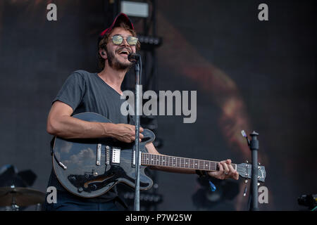 Hyde Park, Regno Unito. 7h luglio 2018, redattori di eseguire a British Summer Time, con Tom Smith ,UK.Hyde Park di Londra. © / Alamy Live News Foto Stock