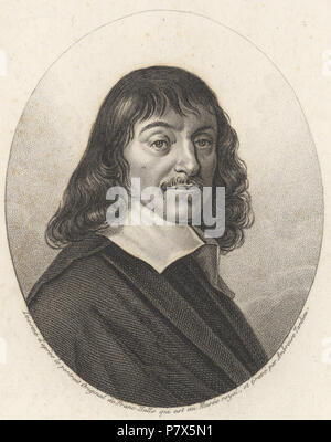 Dessine d'après le originale verticale de Franc-Halls qui est au Musée royale et Gravé par Ambroise TARDIEU 148 ETH-BIB-Descartes René (650)-Portrait-Portr 10942 Foto Stock