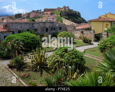 Forte Stella, il giardino di Villa dei Mulini, Portoferraio, Isola d'Elba, Regione Toscana, Provincia di Livorno, Italia, Europa Foto Stock