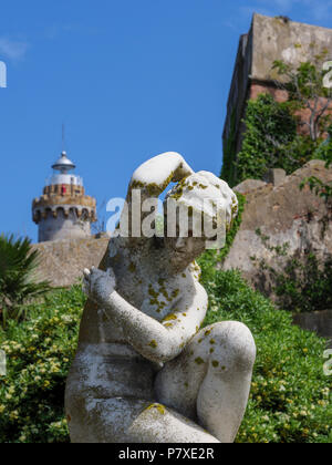 Forte Stella, faro, giardino di Villa dei Mulini, Portoferraio, Isola d'Elba, Regione Toscana, Provincia di Livorno, Italia, Europa Foto Stock