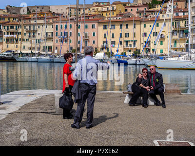 Pier porto Darsena, Portoferraio, Isola d'Elba, Regione Toscana, Provincia di Livorno, Italia, Europa Foto Stock