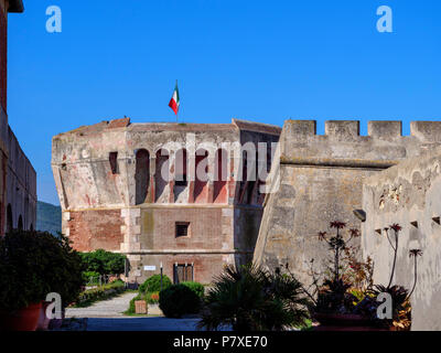 Torre della Linguella, Museo Civico Archeologico, fortezza, Portoferraio, Isola d'Elba, Regione Toscana, Provincia di Livorno, Italia, Europa Foto Stock