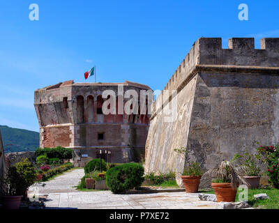 Torre della Linguella, Museo Civico Archeologico, fortezza, Portoferraio, Isola d'Elba, Regione Toscana, Provincia di Livorno, Italia, Europa Foto Stock