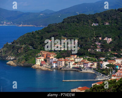 I pescatori trimestri del Cotone, porto, Marciana Marina, Isola d'Elba, Regione Toscana, Provincia di Livorno, Italia, Europa Foto Stock