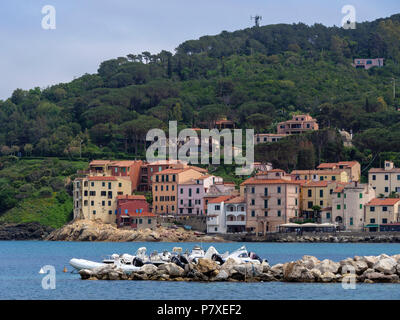 I pescatori trimestri del Cotone, porto, Marciana Marina, Isola d'Elba, Regione Toscana, Provincia di Livorno, Italia, Europa Foto Stock