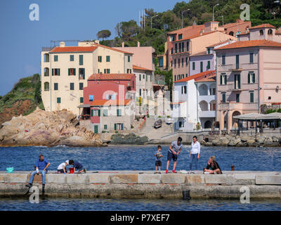 I pescatori trimestri del Cotone, porto, Marciana Marina, Isola d'Elba, Regione Toscana, Provincia di Livorno, Italia, Europa Foto Stock