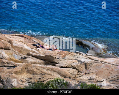 Naturali bacini di acqua Le Piscine nei pressi di Fetovaia, Elba, Regione Toscana, Provincia di Livorno, Italia, Europa Foto Stock