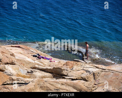 Naturali bacini di acqua Le Piscine nei pressi di Fetovaia, Elba, Regione Toscana, Provincia di Livorno, Italia, Europa Foto Stock