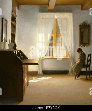 Inglese: interno con lettura della ragazza . circa 1910 203 Ilsted, Peter Vilhelm (1861-1933) 2 Foto Stock