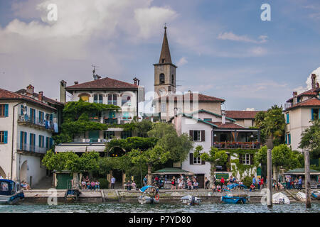 ISOLA DEI PESCATORI, Italia - Giugno 2, 2018: Vista Isola dei Pescatori (significato'Isola di pescatori) è un'isola nel Lago Maggiore Foto Stock