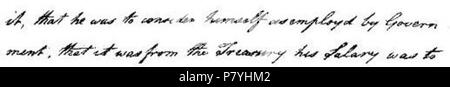 Questo è un estratto di una lettera visualizzata sulla pagina 79 nella vita di Matthew Flinders da Ernest Scott. L'immagine è stata ruotata di 90° in senso antiorario rispetto all'originale. 12 marzo 2010, 17:33 (UTC). Stampato in edizione 1914. 299 Pagina 79 lettera (la vita di Matthew Flinders) Foto Stock