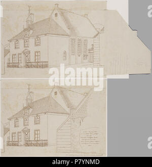 Catalogusnummer: PR 1001165 Plaats: Egmond aan Zee Beschrijving: De oud-katholieke kerk aan de Zuiderstraat, incontrato pastorie. Het rechterdeel van de tekening è uitklapbaar. Op het gedeelte uitklapbare è een naast de kerk gelegen pand getekend. Op dit deel de volgende tekst: "op den 10 junij 1801 è de eerste steen gelegd van de roomsch-catolijke kerk tot Egmond aan Zee porta Dirk Engeleen Visbeen, oud 88 jaar + 11 maanden, 1801. Datering: 1885 Vervaardiger: Bruinvis, C.W. 6 luglio 2016, 09:43 229 Katholieke kerk (28019998192) Foto Stock