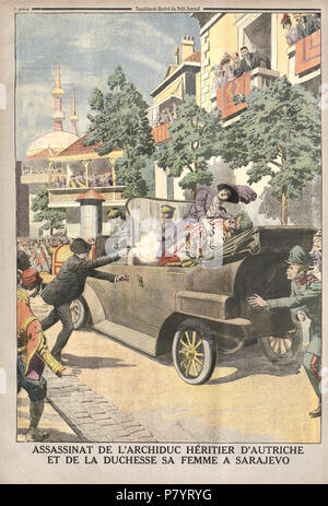 237 L'assassinat de l'Archiduc héritier d'Autriche et de la Duchesse sa femme à Sarajevo supplément illustré du Petit Journal du 12 juillet 1914 Foto Stock