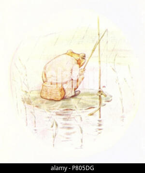 Inglese: Illustrazione del sig. Jeremy Fisher pesca, dal racconto del sig. Jeremy Fisher . 1906 278 Mr jeremy fisher la pesca Foto Stock