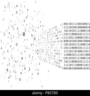 Grande concetto di dati. Matrice binaria codice. Intelligenza artificiale sistema intelligente. Processo di ordinamento dei dati dal caos in un sistema ordinato. Decisione della ricerca Illustrazione Vettoriale