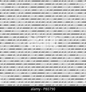 Codice binario. La rappresentazione visiva di dati binari. grande concetto di dati. Illustrazione di vettore isolato su sfondo bianco Illustrazione Vettoriale