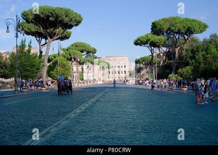 Roma, Italia - 29 giugno 2018: vista del Colosseo, monumento visitato ogni anno da milioni di turisti provenienti da tutto il mondo Foto Stock