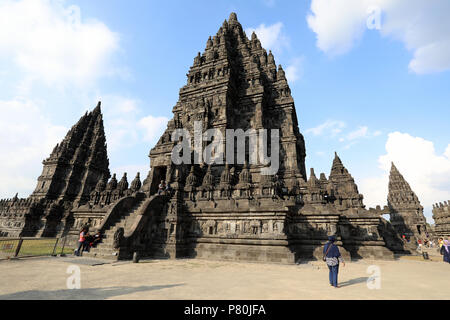 Jogjakarta, Indonesia - 23 Giugno 2018: Vista del tempio Hindu di Prambanan, nei pressi di Jogjakarta Foto Stock