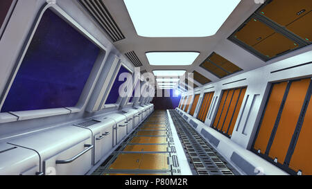 3D Render. Il futuristico design interno per la visione di film o di uno sfondo Foto Stock