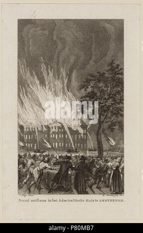 Nederlands: Beschrijving Brand ontstaan in het Admiraliteits Huis te Amsterdam Gezicht op de grote uitslaande brand van 's Lands Zeemagazijn op Kattenburg op 6 juli 1791. Afmetingen: 145 x 85 mm Documenttype prent Vervaardiger Vinkeles, R. (Reinier ; 1741-1816) acquista, Jacobus (1724-1801) Collectie Collectie Atlas Dreesmann" Datering 1800 Geografische naam Kattenburgerplein Gebouw Scheepvaartmuseum Inventarissen http://archief.amsterdam/archief/10094 Afbeeldingsbestand 010094002923 . 1800 328 Reinier Vinkeles, Afb 010094002923 Foto Stock