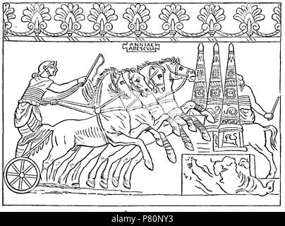 Illustrazione da 'cavallo-scarpe e cavallo-shoeing : la loro origine, storia, usi e abusi ', pag. 99, George Fleming, Chapman e Hall di Londra 1869. Roman terracotta, British Museum T 337 . 1869 199 Ferri da cavallo e cavallo ferratura pagina 99 Foto Stock