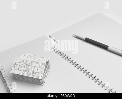 Home modelli e notebook utilizzato in architettura. Foto Stock