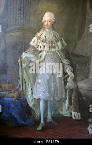 Gustav III (1746-1792). Re di Svezia dal 1771 fino al suo assassinio nel 1792. Ritratto dal pittore rococò Ulrika Pasqua (1735--1796). Museo della città. Malmo. La Svezia. Foto Stock