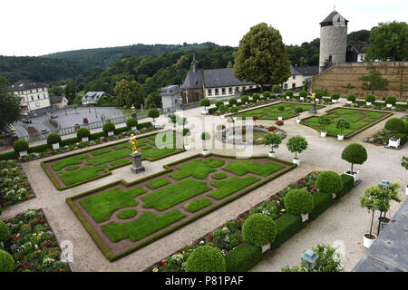 I giardini del castello Schloss a Weilburg an der Lahn in Germania Europa Foto Stock