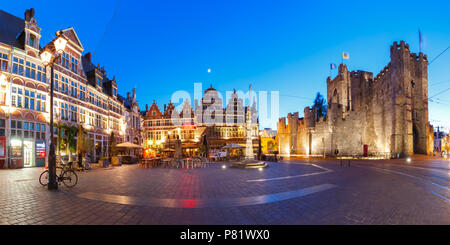 Ex ufficio postale di notte, Gand, Belgio Foto Stock