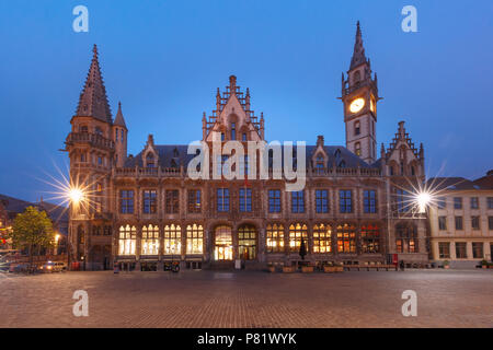 Ex ufficio postale di notte, Gand, Belgio Foto Stock